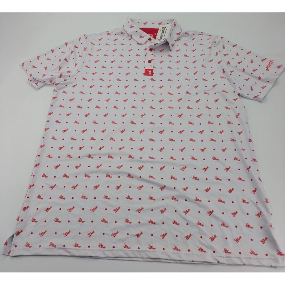 NWT‎ Bogey Bros Golf Polo Shirt Size 2XL White with Red Multi Graphic Print